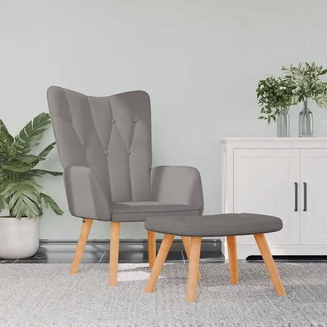 Sillón de relax Maison Exclusive con reposapiés integrado en tela gris taupé