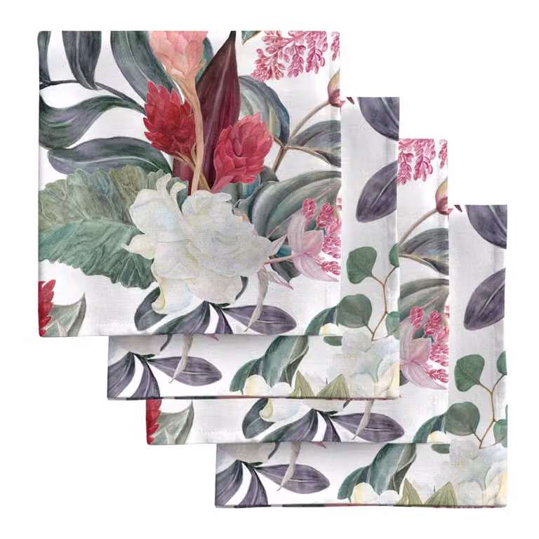 Set de 4 servilletas florales Muare Home de algodón multicolor, 43 x 43 cm
