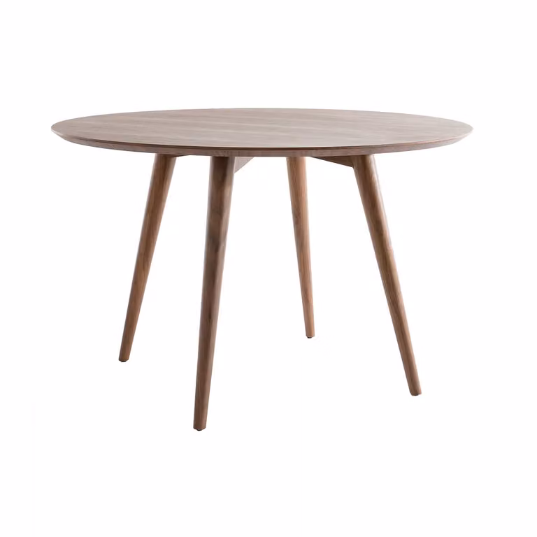 Mesa de comedor redonda Miliboo LIVIA en madera color nogal Diámetro: 120 cm
