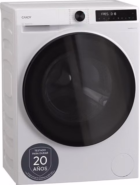 Lavadora Candy de carga frontal de 9 kg con motor Inverter, 1400 rpm y control por aplicación en color blanco BP 49BL8-S