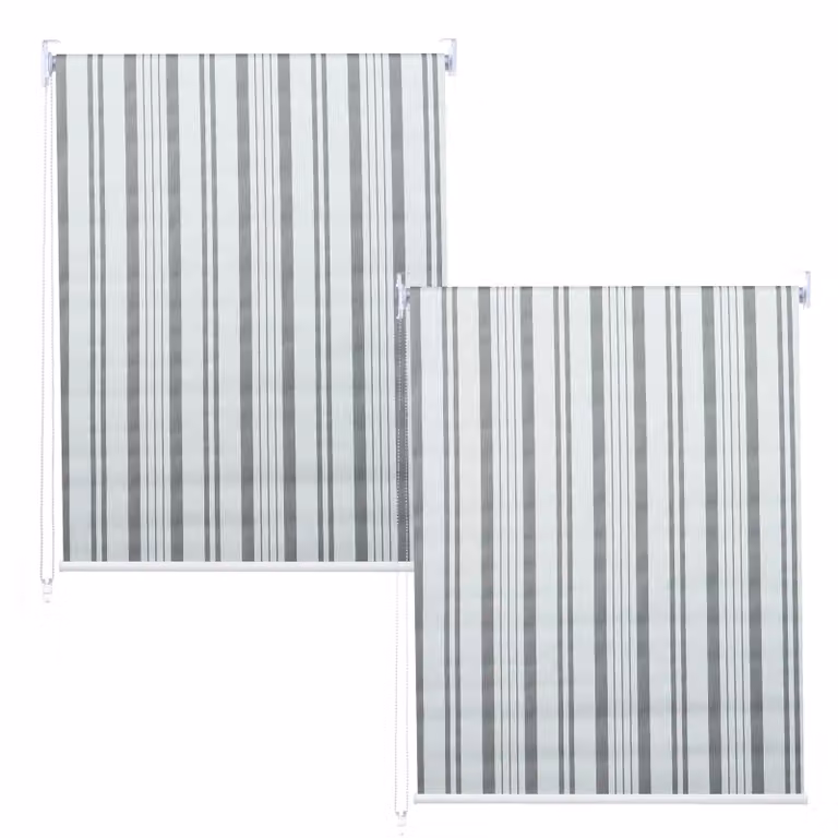 Juego de 2 estores enrollables Mendler opacos y térmicos, color gris y blanco, An/P/Al: 120 x 230 cm
