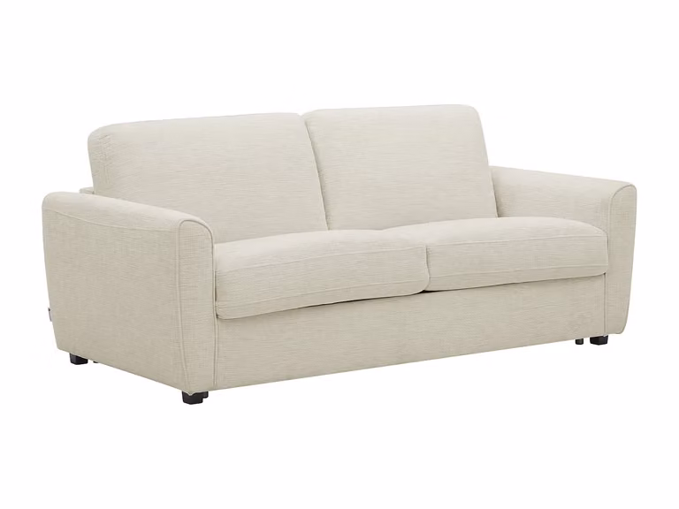 Sofá cama de 3 plazas exprés SCOTIMI en chenilla beige con colchón de 140 x 190 cm