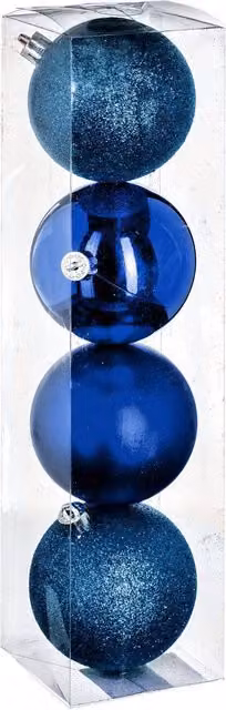 Juego de 4 bolas de Navidad abstractas de Feeric Lights & Christmas, color azul noche, Diámetro: 8 cm