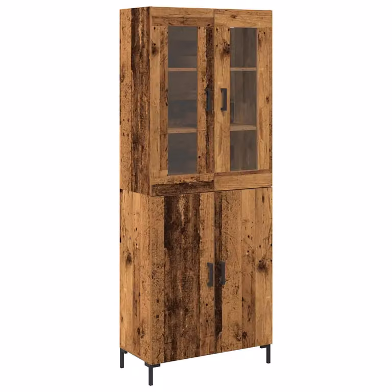 Set de 2 aparadores altos vidaXL modernos de madera y cristal en color marrón, An/P/Al: 69,5 x 34 x 180 cm