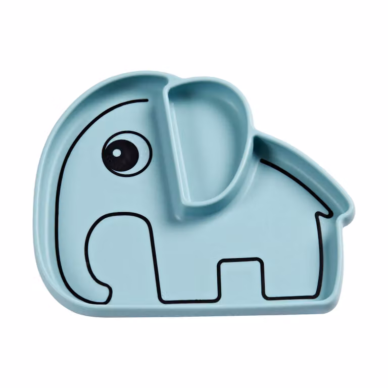 Plato infantil de silicona con ventosa Done by Deer Stick&Stay Elphee color azul An/P/Al: 17 x 17 x 17 cm