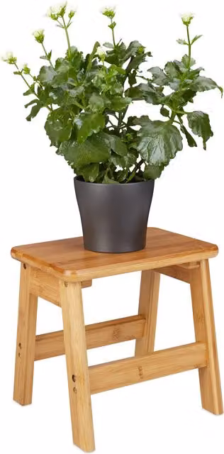 Taburete infantil de bambú estilo rústico Relaxdays, color natural, An/P/Al: 27 x 29 x 24 cm