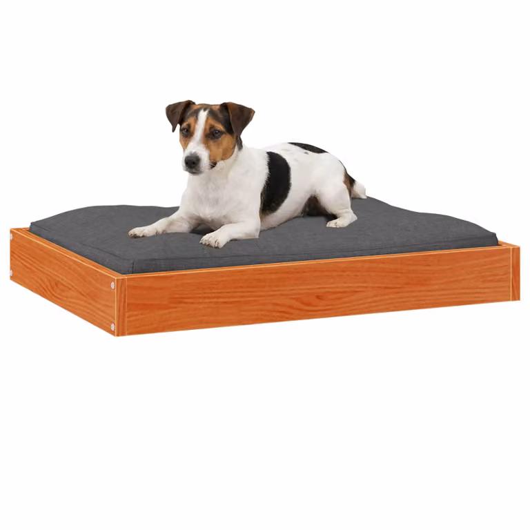 Cama para perro vidaXL de madera de pino en color marrón y gris, diseño moderno y rectangular, An/P/Al: 72 x 54 x 9 cm