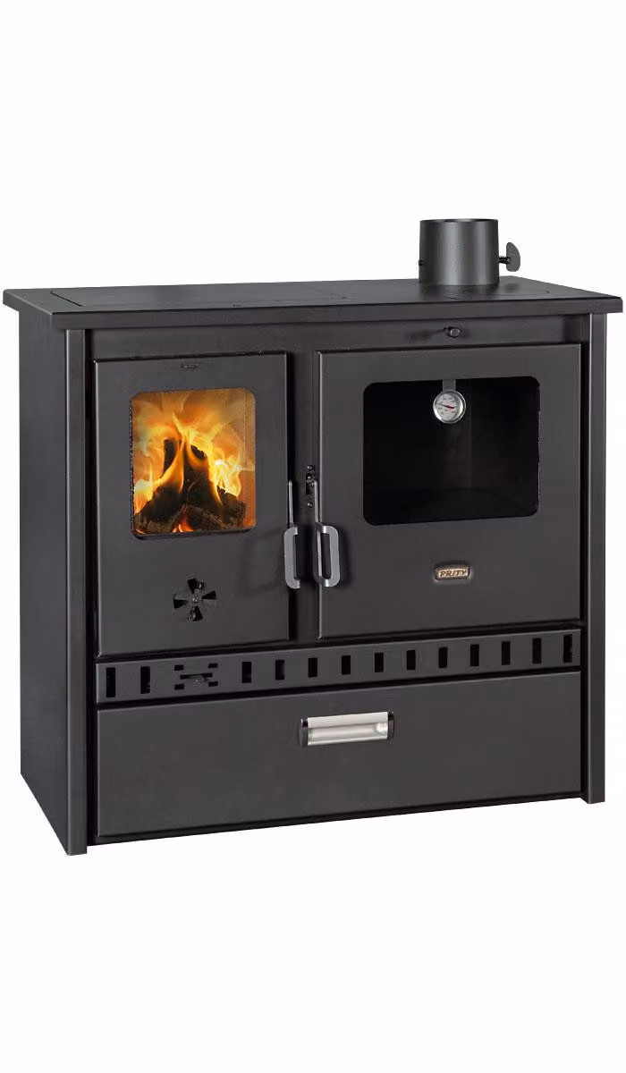 Horno de leña con horno integrado y chimenea de 10 kW PRITY 1P36 D An/P/Al: 87,3 x 44,7 x 80 cm