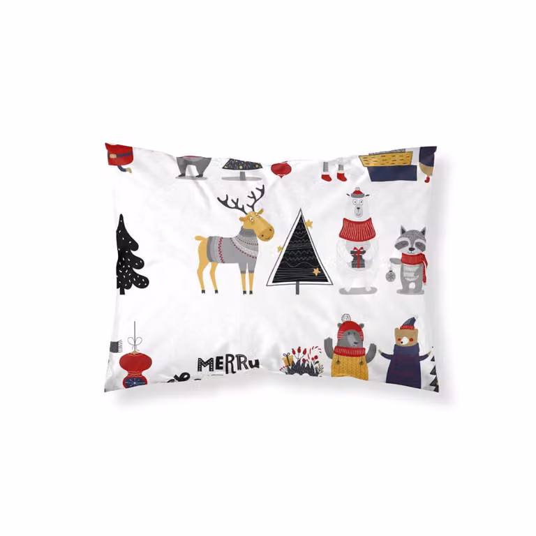 Funda de almohada Muare Home multicolor con diseño gráfico de Navidad, 100% poliéster, 80x80 cm