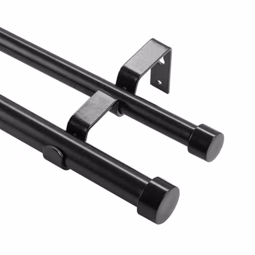 Barra de cortina doble extensible VEVOR de hierro resistente en color negro, ajustable de 183 a 366 cm