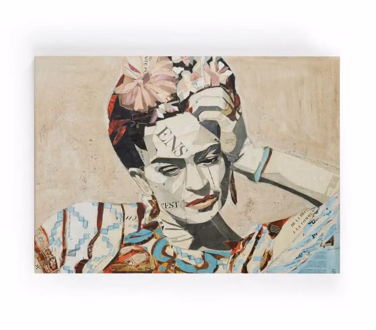 Lienzo decorativo Frida Collage de Surdic, diseño gráfico multicolor, An/Al: 60 x 40 cm