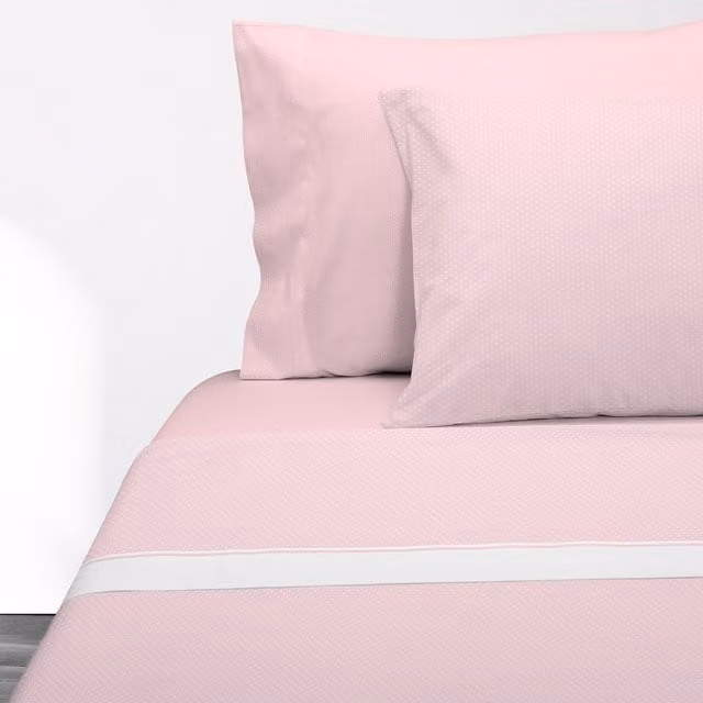 Juego de sábanas Manterol Summer de algodón y poliéster con estampado de lunares en rosa y blanco para cama de 135 cm