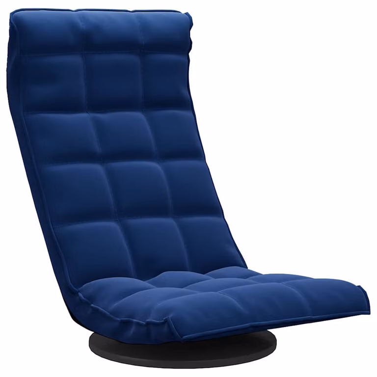 Silla de suelo giratoria 360 grados vidaXL en terciopelo azul con ruedas y base de metal