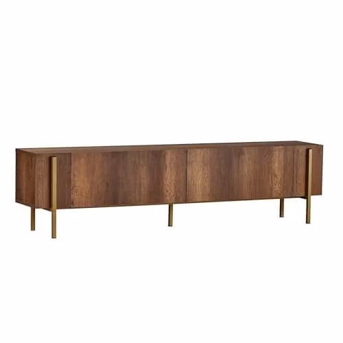 Mueble para la televisión Habitat et Jardin de madera y metal en color nogal y dorado con estilo antiguo An/P/Al: 180 x 30 x 45 cm