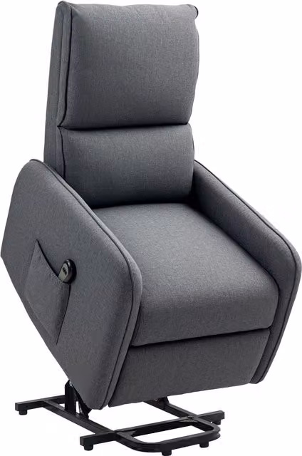 Sillón Relax Reclinable Eléctrico con Función de Elevación HOMCOM en Tela de Lino Gris con Control Remoto y Reposapiés