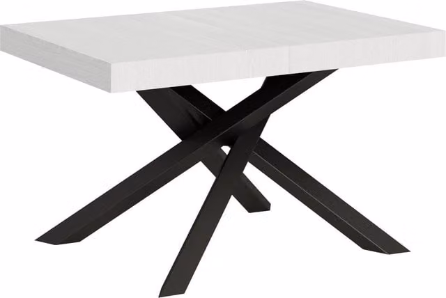 Mesa extensible Volantis de Itamoby en blanco fresno y estructura antracita, An/P/Al: 140 x 90 x 77 cm (extensible hasta 244 cm)
