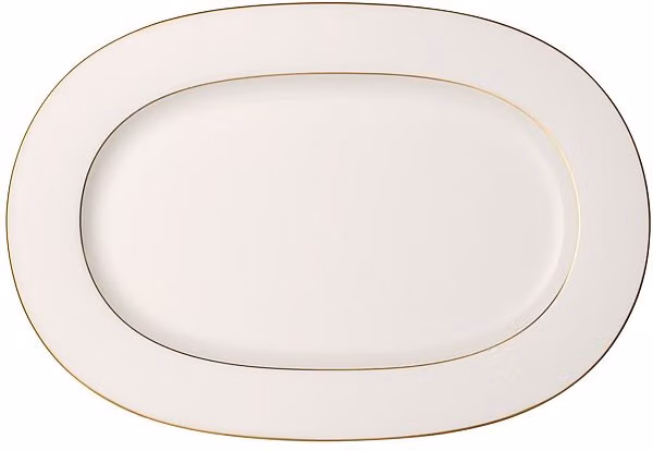 Plato ovalado de servir Villeroy & Boch Signature Anmut Gold en blanco y oro de 41 cm