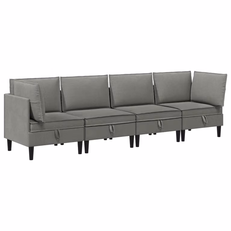 vidaXL Juego de muebles de salón de 4 piezas tapizados en tela gris oscuro de estilo moderno