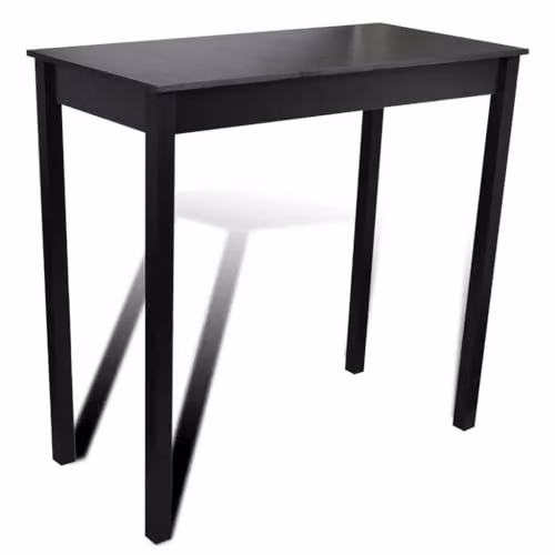 Mesa de comedor de bar moderna Helloshop26 en color negro mate con acabado en MDF y madera, forma cuadrada y diseño de cuatro patas