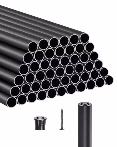 Pack de 51 balaustres de aluminio VEVOR para barandilla de escalera, diseño redondo hueco en color negro mate, Altura: 91,4 cm