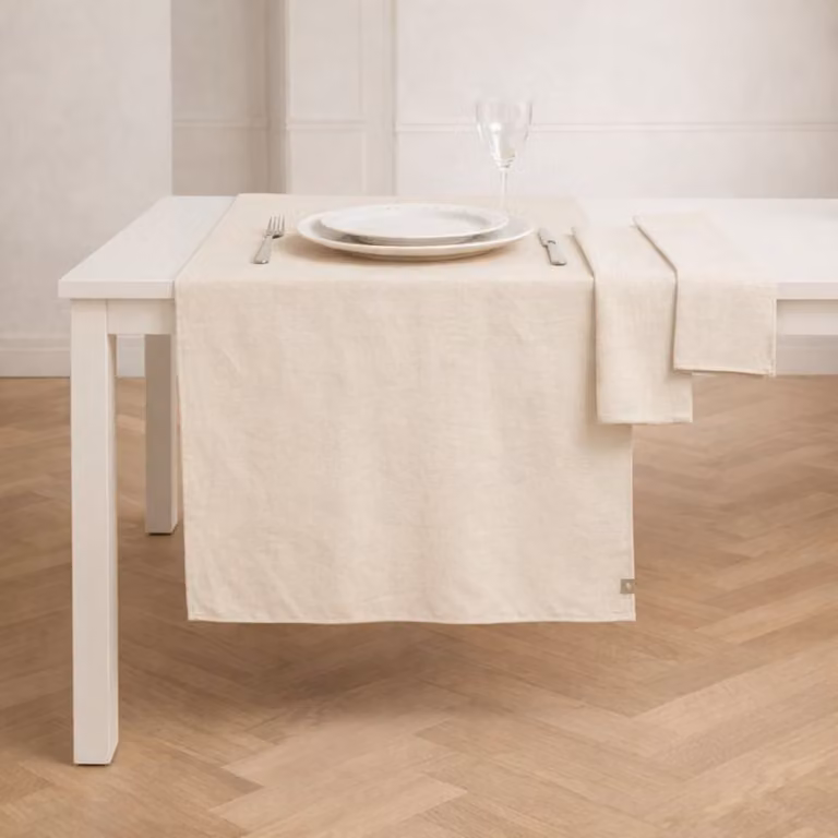 Camino de mesa Colette de algodón con diseño de cuadros en color beige y marrón, An/P/Al: 150 x 50 cm