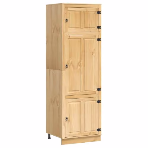 Armario moderno Helloshop26 de madera de pino macizo con puertas batientes y estantes internos, An/P/Al: 66 x 58 x 207 cm, color marrón