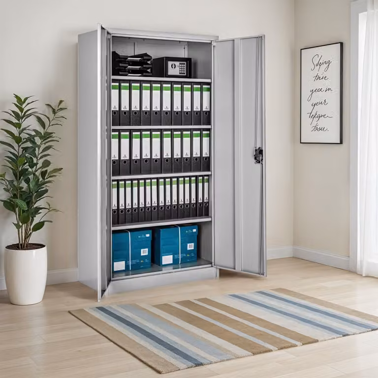 Armario archivador de acero TecTake gris con puertas batientes y estantes regulables An/P/Al: 80 x 40 x 180 cm