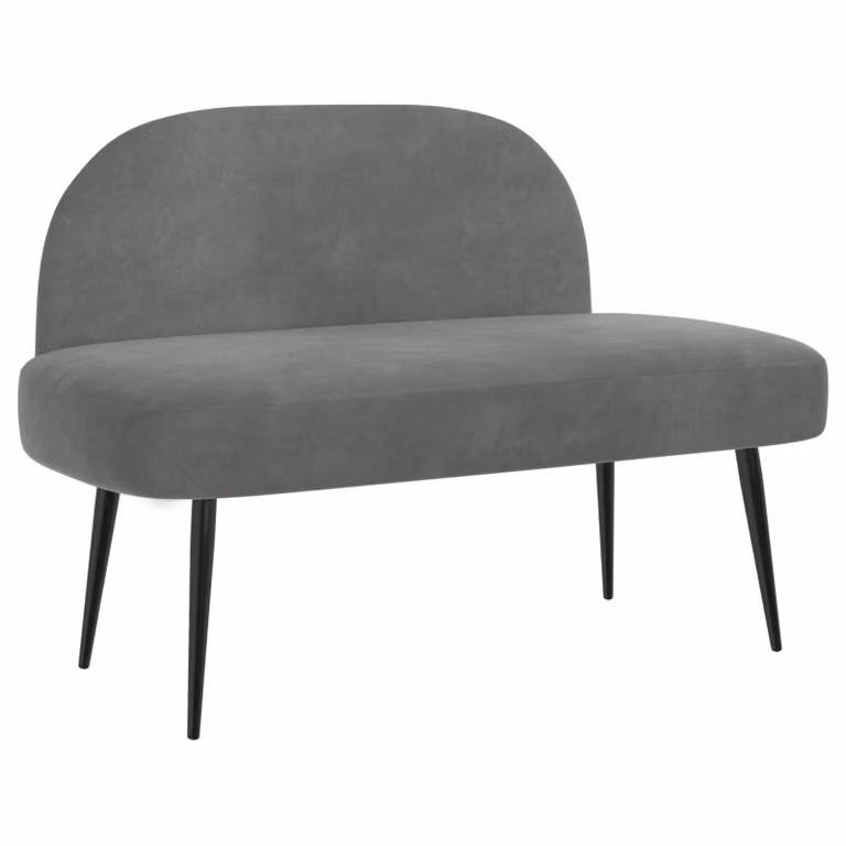 Banco tapizado con respaldo de terciopelo vidaXL en gris oscuro An/P/Al: 110 x 60 x 76 cm