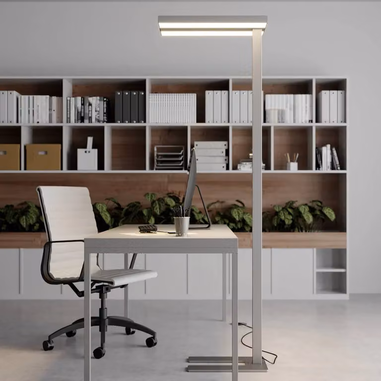 Lámpara de pie de arco Arcchio en aluminio gris para hogar y oficina, atenuable y de estilo moderno