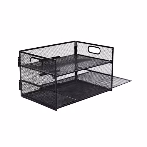 Organizador de documentos de escritorio Relaxdays de metal con 3 compartimentos, color negro, An/P/Al: 32,5 x 20,5 x 23,5 cm