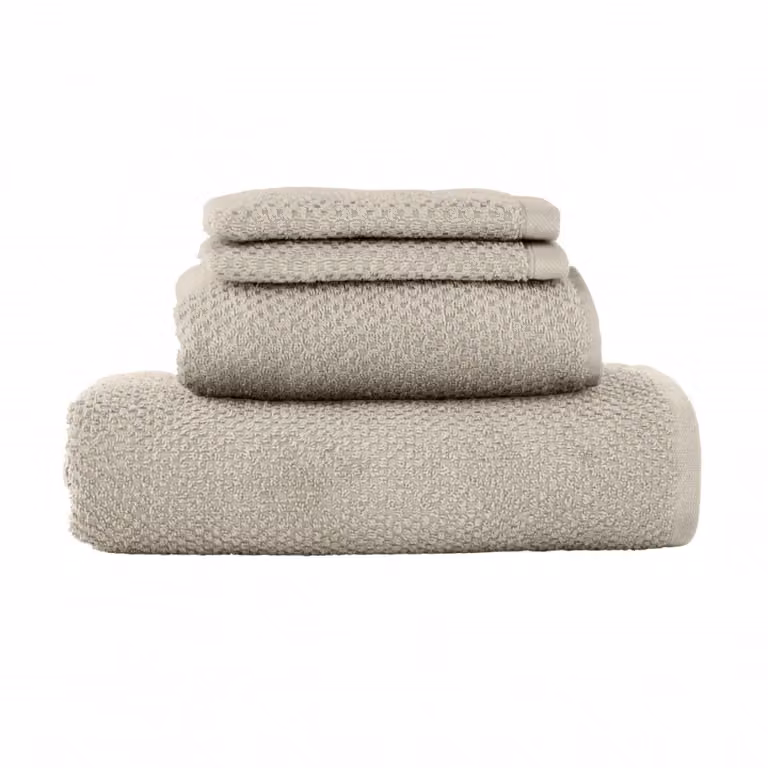 Juego de 4 piezas de toallas y paños de algodón GUY LEVASSEUR color beige con certificación Oeko-Tex Standard 100