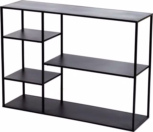 Estantería independiente de metal negro para salón HELLOSHOP26 An/P/Al: 120 x 35 x 87,5 cm