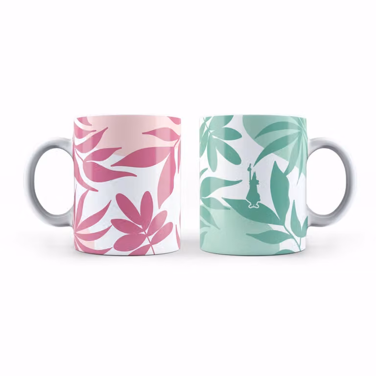 Set de tazas de café espresso Bialetti de porcelana con diseño floral en verde, rosa y blanco, capacidad 0,32 l