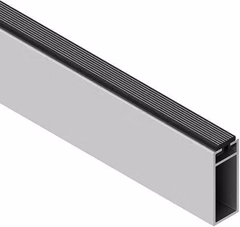 Tubo Rectangular de Aluminio FPLUS para Sujetar Perchas, Acabado Negro Mate, Longitud: 3 m, Sección: 30 x 12 mm