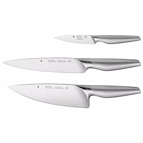 Juego de 3 cuchillos de chef WMF Chef's Edition en acero inoxidable color plata, forjados