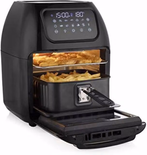 Freidora sin aceite Tristar FR-6964 de 10 l con tecnología de aire caliente, 1800 W y pantalla digital en color negro