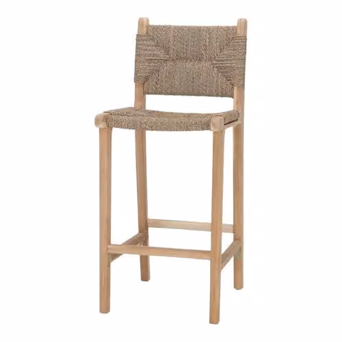 Taburete alto Misterwils de madera y ratán en color beige y marrón An/P/Al: 46 x 52 x 107 cm