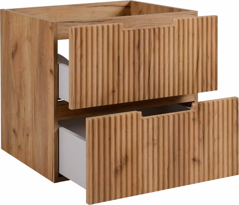 Mueble de baño suspendido 3E 3xE living.com en roble con cajones y puertas soft close, An: 60 cm, P: 46 cm, Al: 58,6 cm