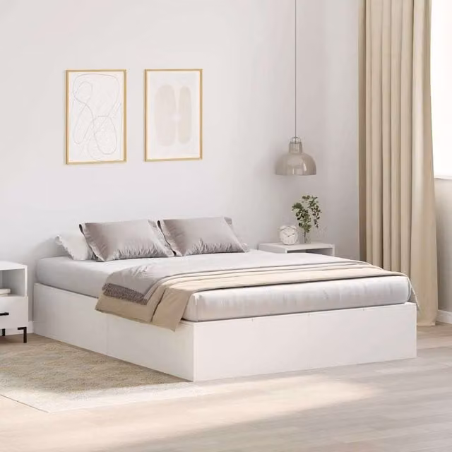 Cama moderna con almacenamiento Maison Exclusive en madera de pino y MDF color blanco An/P/Al: 160 x 200 cm