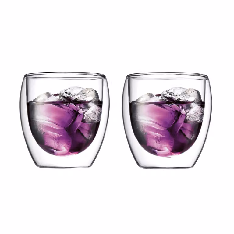 Set de 2 vasos térmicos de doble pared Bodum Pavina de 25 cl en color púrpura transparente