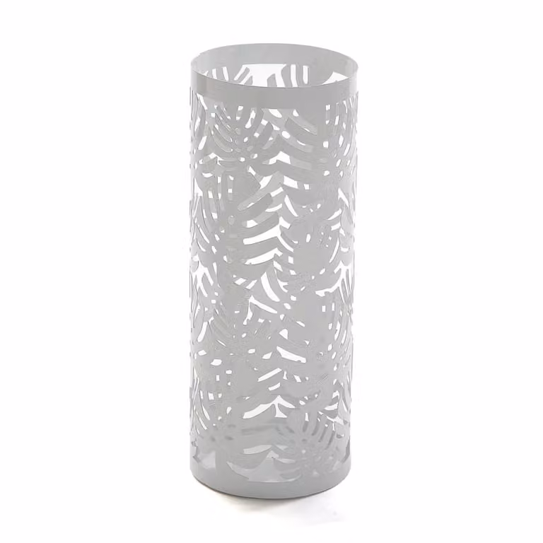 Paragüero moderno Versa Home de metal blanco con bandeja extraíble y estante