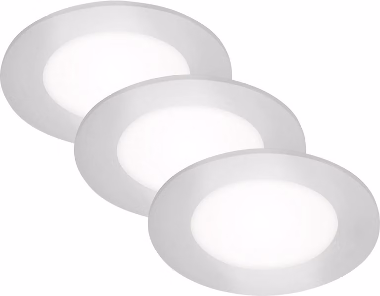 Juego de 3 focos LED empotrables Di-Ka Slank en color plata, potencia de 3W y diámetro de 8,5 cm