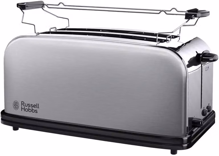 Tostador Russell Hobbs Adventure de 2 ranuras con acabado en acero inoxidable, 1600W, color plata y negro