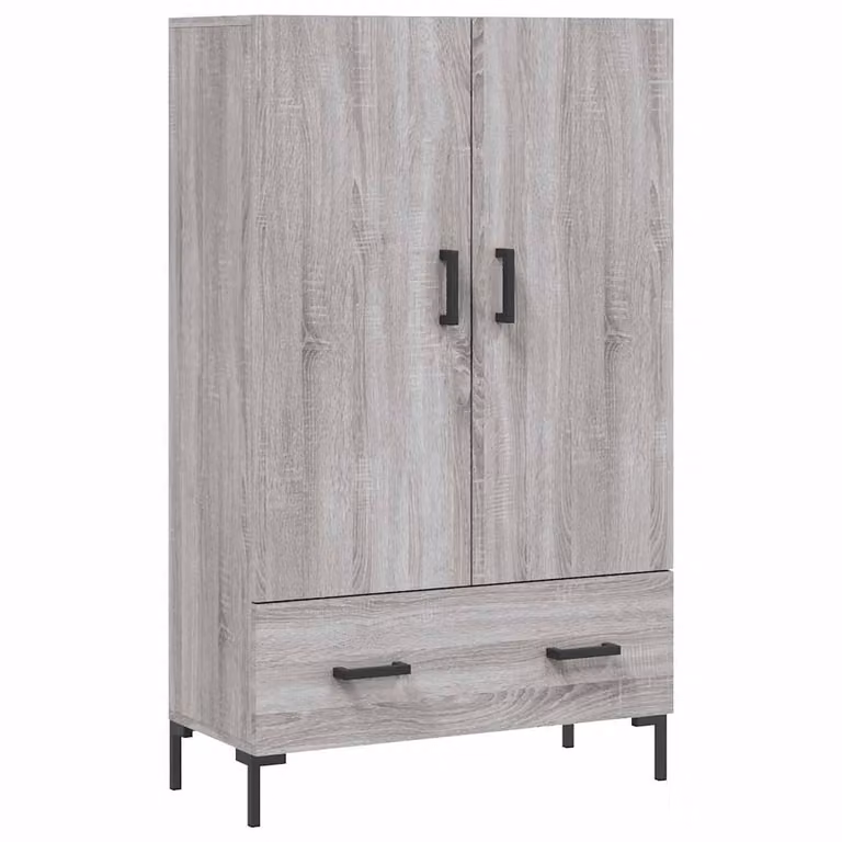 Aparador alto moderno vidaXL en color gris con puertas con bisagras y estantes internos, An/P/Al: 69,5 x 31 x 115 cm