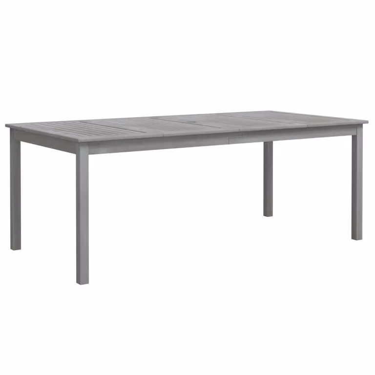 Mesa de jardín rectangular Syfax de madera de acacia tratada y aceitada en color gris, extensible, An/P/Al: 200 x 100 x 75 cm