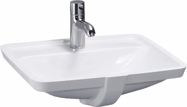 Lavabo encastrado Laufen Pro S de cerámica rectangular con rebosadero, sin agujero para grifo, color blanco, An/P: 52,5 x 40 cm