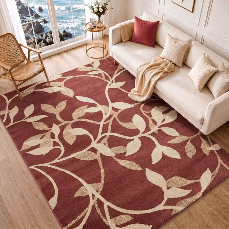 Alfombra Livabliss de estilo oriental y floral en color rojo, An/P: 200 x 290 cm