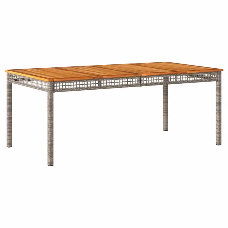 Mesa de jardín rectangular extensible Syfax de ratán sintético y madera de acacia en color gris y marrón, An/P/Al: 180 x 90 x 75 cm