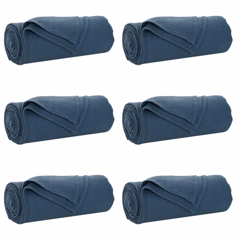 Set de 6 mantas de sofá vidaXL de lana y vellón, color azul, An/P: 270 x 240 cm