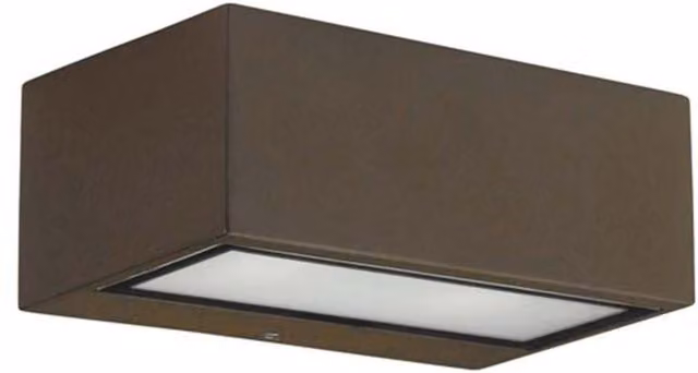 Aplique de pared Nemesis de Leds-C4 en color marrón, fabricado en aluminio y cristal con protección IP54 y casquillo E27 para exterior o jardín